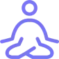 Follow-Up-Icon für kontinuierliche Yoga-Unterstützung Symbol einer sitzenden Person in Meditationshaltung, repräsentiert Follow-Up-Sessions zur regelmäßigen Yoga-Praxis.