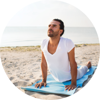 Young man showcasing flexibility through yoga asana