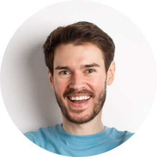 Happy participant in blue sharing silence program feedback